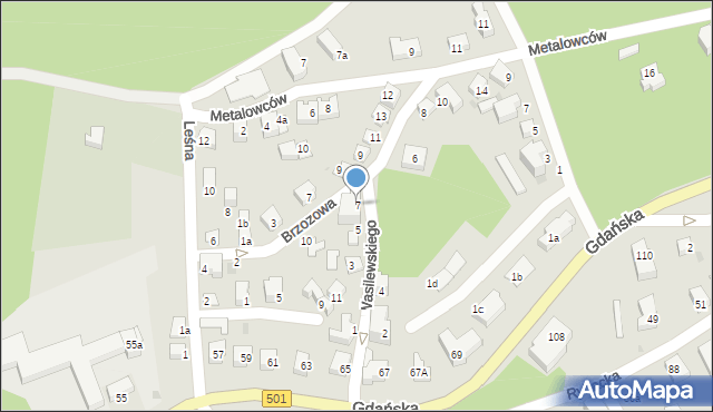 Krynica Morska, Wasilewskiego Bernarda, mjr., 7, mapa Krynica Morska