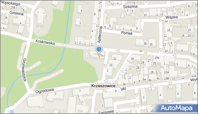 Krzeszowice, Walkowskiego Jana, dr., 1, mapa Krzeszowice