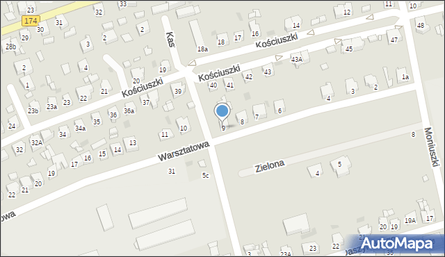 Krzyż Wielkopolski, Warsztatowa, 9, mapa Krzyż Wielkopolski