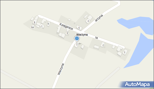 Księginice, Warzyna, 1, mapa Księginice