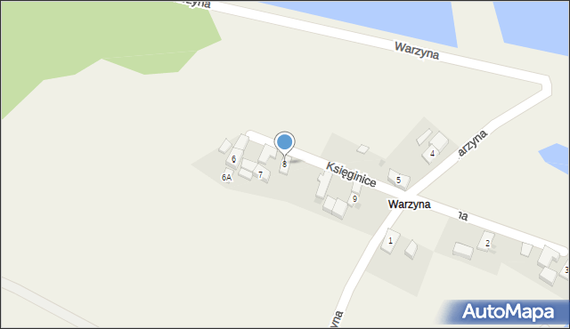 Księginice, Warzyna, 8, mapa Księginice