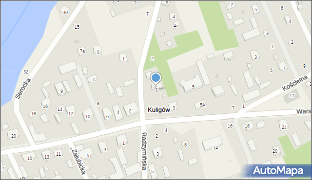 Kuligów, Warszawska, 1, mapa Kuligów