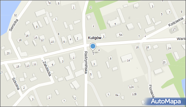 Kuligów, Warszawska, 2, mapa Kuligów