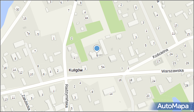 Kuligów, Warszawska, 5, mapa Kuligów