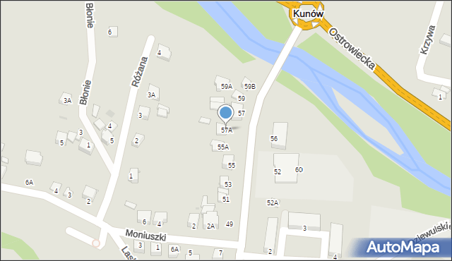 Kunów, Warszawska, 57A, mapa Kunów