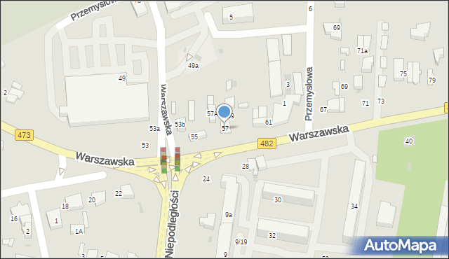 Łask, Warszawska, 57, mapa Łask
