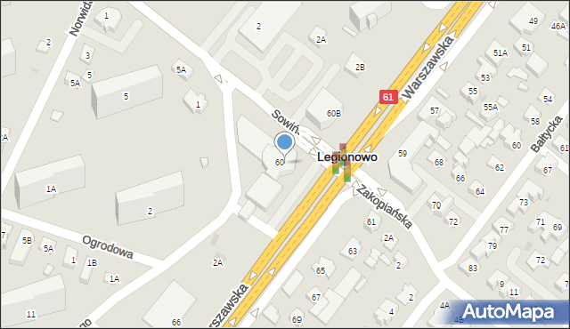 Legionowo, Warszawska, 60A, mapa Legionowo