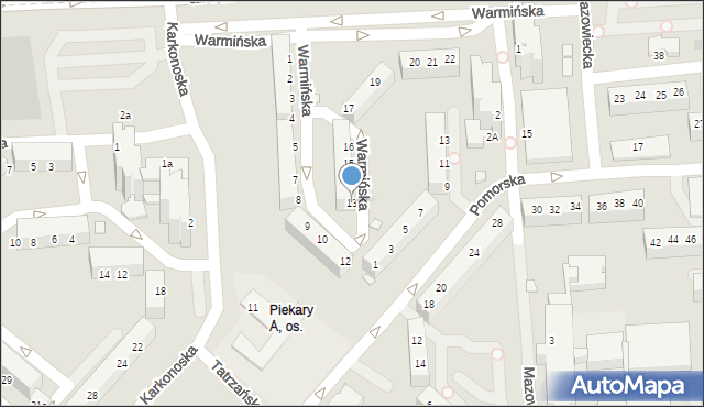 Legnica, Warmińska, 13, mapa Legnicy