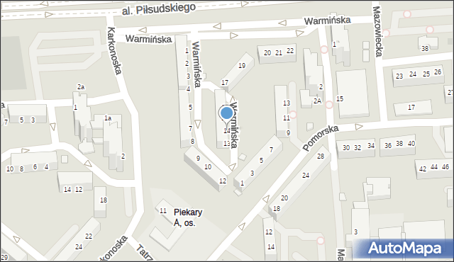 Legnica, Warmińska, 14, mapa Legnicy