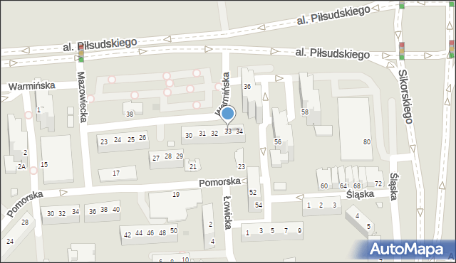 Legnica, Warmińska, 33, mapa Legnicy