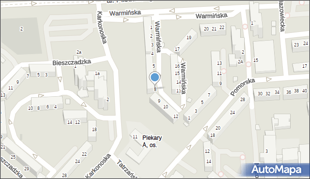 Legnica, Warmińska, 8, mapa Legnicy