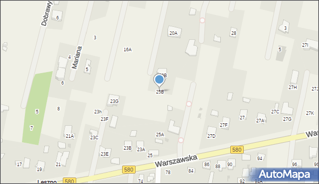 Leszno, Warszawska, 25B, mapa Leszno