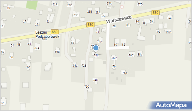 Leszno, Warszawska, 74b, mapa Leszno