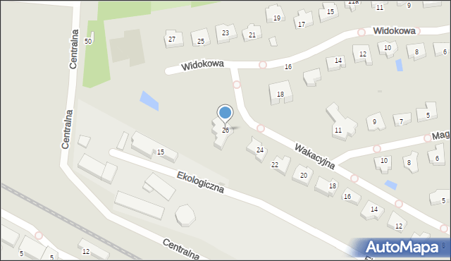 Łódź, Wakacyjna, 26, mapa Łodzi