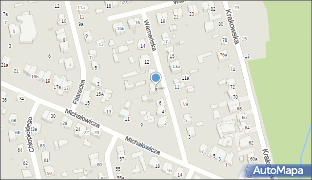 Łódź, Warneńska, 8, mapa Łodzi