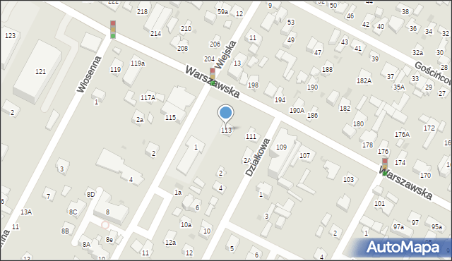 Łomianki, Warszawska, 113, mapa Łomianki