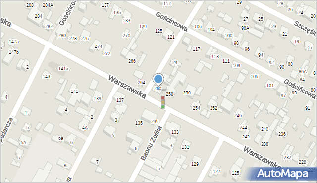 Łomianki, Warszawska, 262, mapa Łomianki