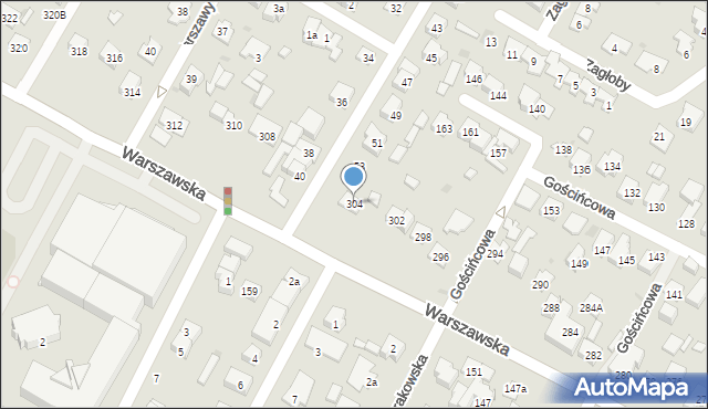 Łomianki, Warszawska, 304, mapa Łomianki