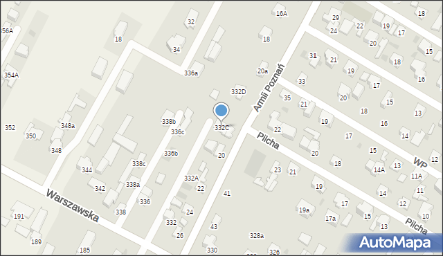Łomianki, Warszawska, 332C, mapa Łomianki