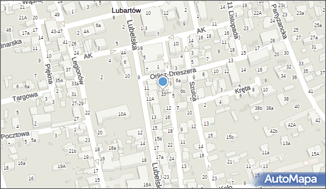 Lubartów, Waryńskiego Ludwika, 10, mapa Lubartów