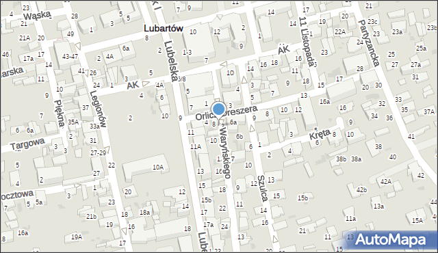 Lubartów, Waryńskiego Ludwika, 6, mapa Lubartów