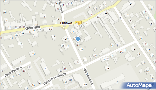 Lubawa, Warszawska, 17, mapa Lubawa