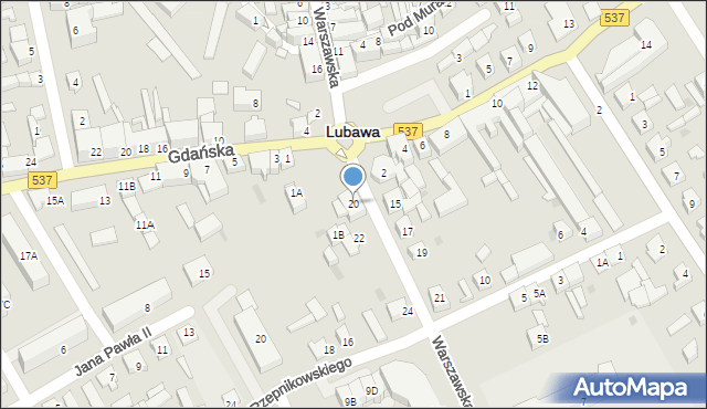 Lubawa, Warszawska, 20, mapa Lubawa