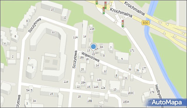 Lublin, Wąwozowa, 11, mapa Lublina