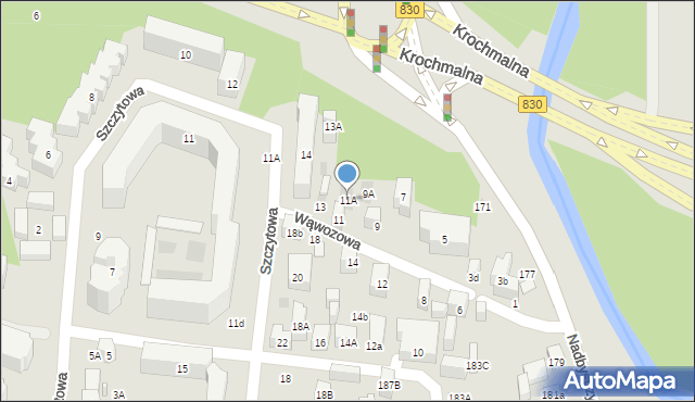 Lublin, Wąwozowa, 11A, mapa Lublina