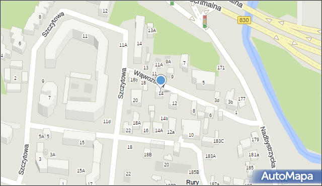 Lublin, Wąwozowa, 14, mapa Lublina