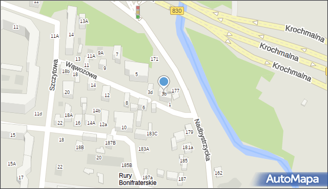 Lublin, Wąwozowa, 3b, mapa Lublina