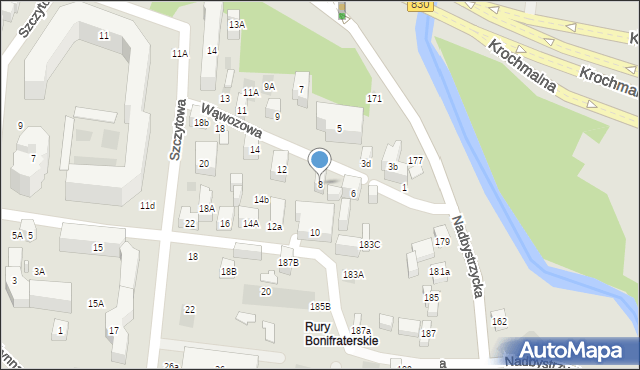Lublin, Wąwozowa, 8, mapa Lublina