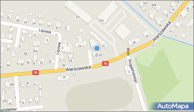 Łuków, Warszawska, 22A, mapa Łuków