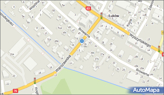 Łuków, Warszawska, 3c, mapa Łuków