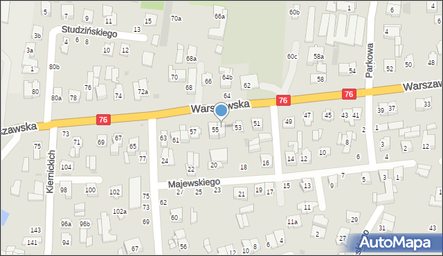 Łuków, Warszawska, 55a, mapa Łuków