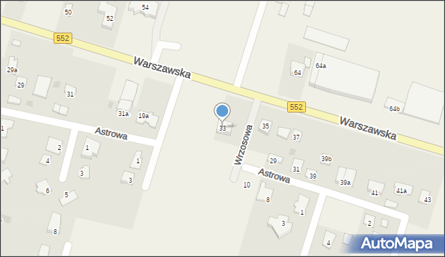Łysomice, Warszawska, 33, mapa Łysomice
