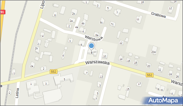 Łysomice, Warszawska, 8, mapa Łysomice