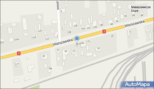 Małaszewicze Duże, Warszawska, 25, mapa Małaszewicze Duże