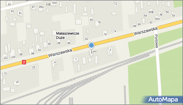 Małaszewicze Duże, Warszawska, 5, mapa Małaszewicze Duże