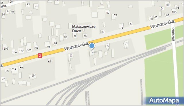 Małaszewicze Duże, Warszawska, 7, mapa Małaszewicze Duże