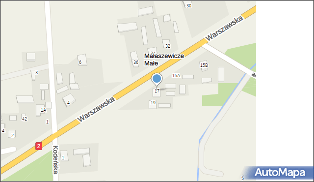 Małaszewicze Małe, Warszawska, 17, mapa Małaszewicze Małe