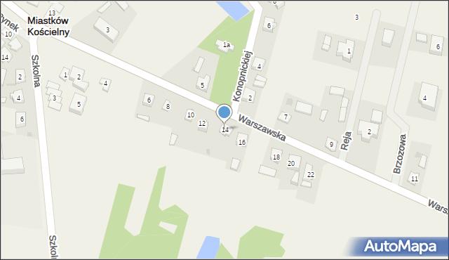 Miastków Kościelny, Warszawska, 14, mapa Miastków Kościelny