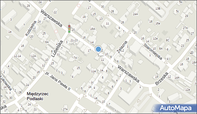 Międzyrzec Podlaski, Warszawska, 13, mapa Międzyrzec Podlaski