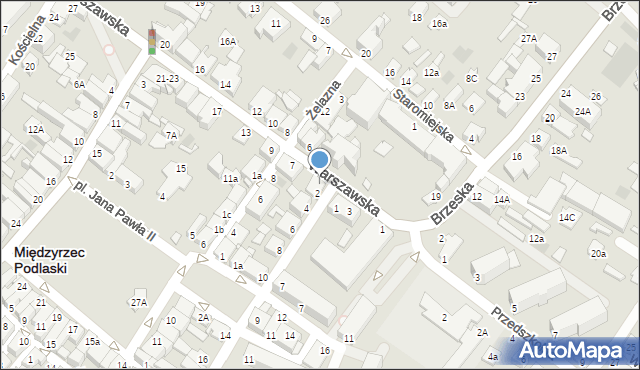 Międzyrzec Podlaski, Warszawska, 5, mapa Międzyrzec Podlaski