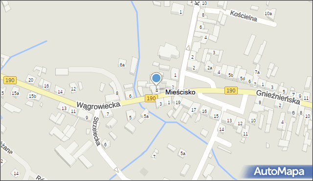 Mieścisko, Wągrowiecka, 4, mapa Mieścisko