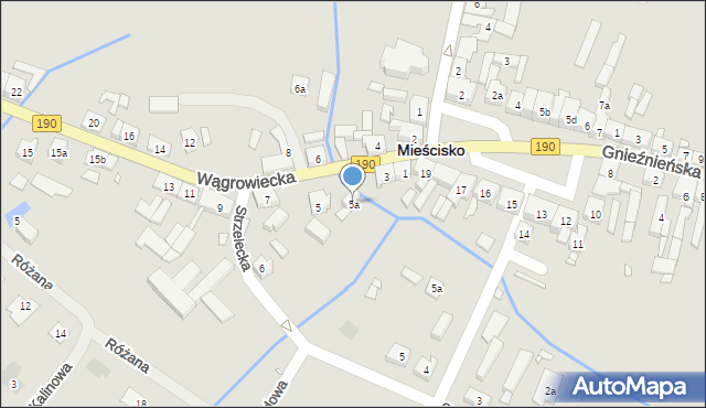 Mieścisko, Wągrowiecka, 5a, mapa Mieścisko