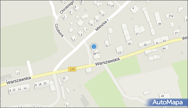 Mieszkowice, Warszawska, 19, mapa Mieszkowice