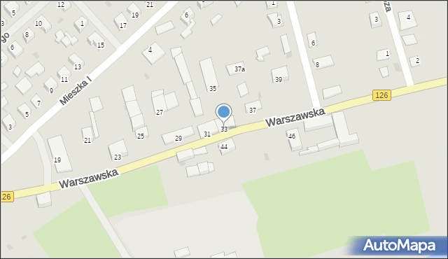 Mieszkowice, Warszawska, 33, mapa Mieszkowice