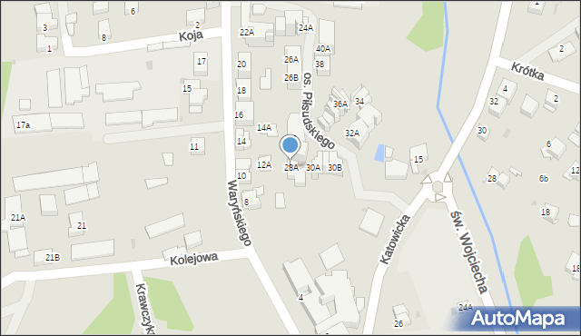 Mikołów, Waryńskiego Ludwika, 28A, mapa Mikołów