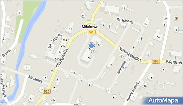 Miłakowo, Warszawska, 5F, mapa Miłakowo